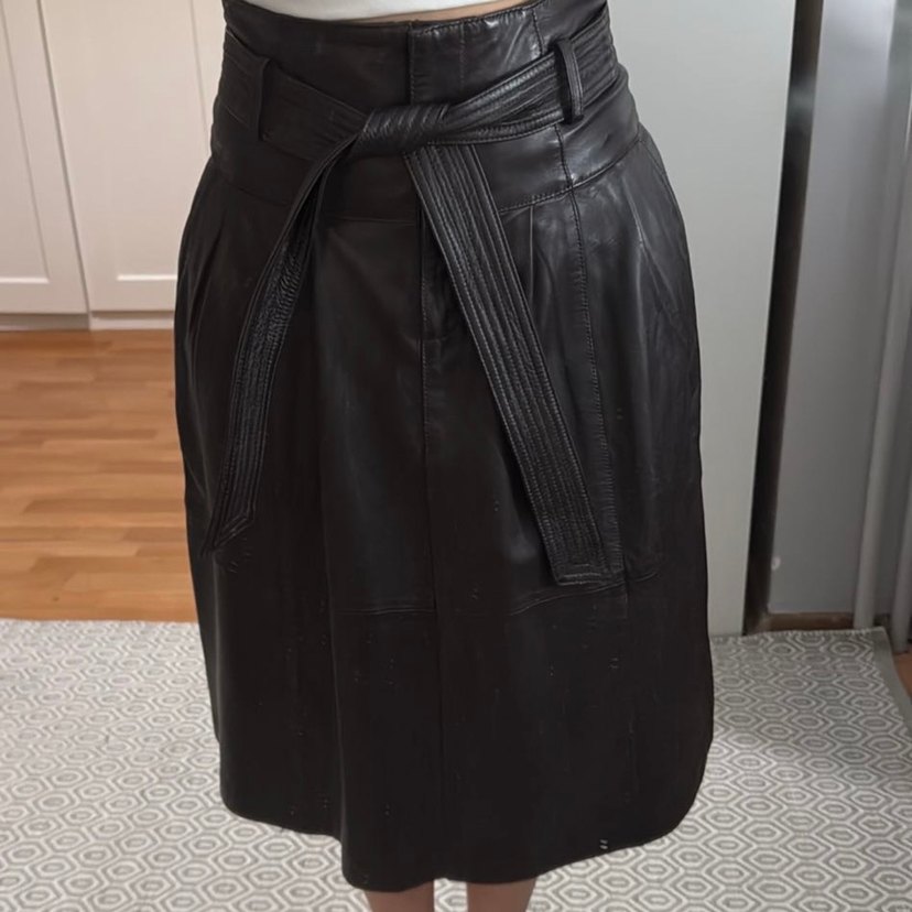 Kahverengi Deri Midi Kemerli Massimo Dutti Etek - Görsel 3