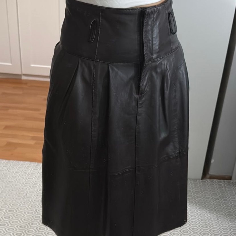 Kahverengi Deri Midi Kemerli Massimo Dutti Etek - Görsel 5