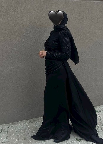 l Beden Uzun Siyah Gotik Abiye Elbise