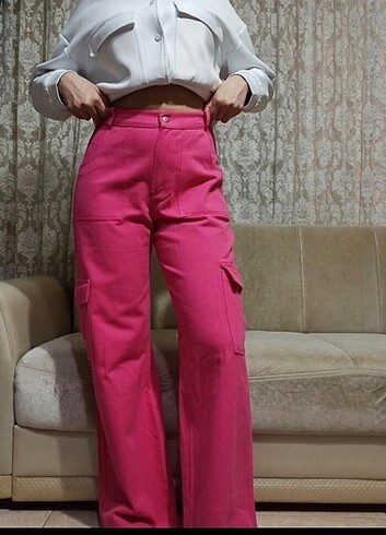 Zara Pembe Kargo Pantolon