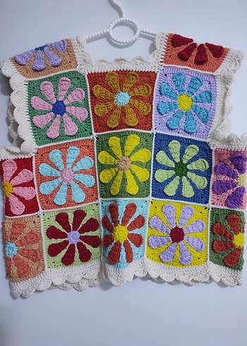 Renkli çiçek motifli yelek - Görsel 2