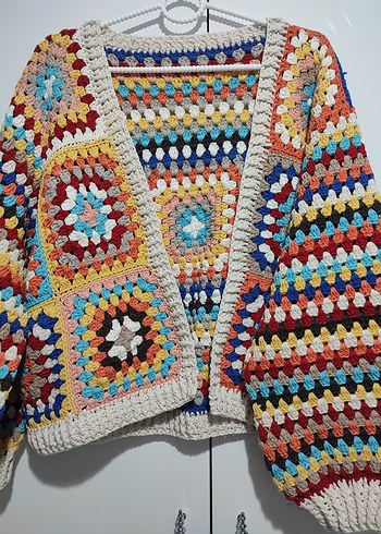 Renkli motif hırka - Görsel 2