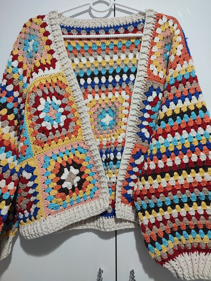 Renkli motif hırka - Görsel 2