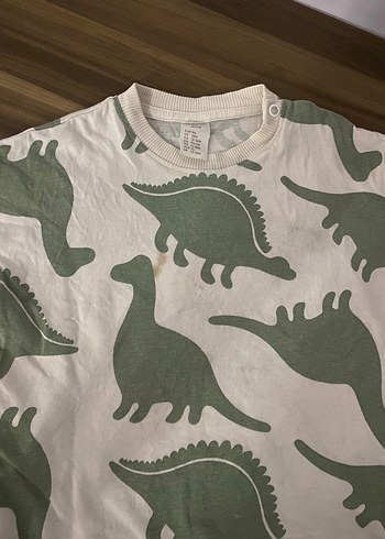 H&M Erkek Bebek Dinozor Desenli Kısa Kollu Takım