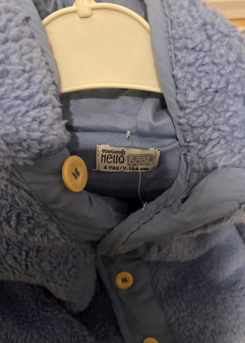 Erkek Çocuk Düğmeli Mavi Peluş Mont - Görsel 2