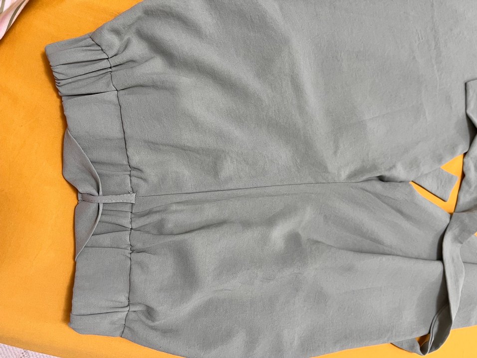 Düğmeli yeşil şifon Kadın Pantolon - Görsel 4