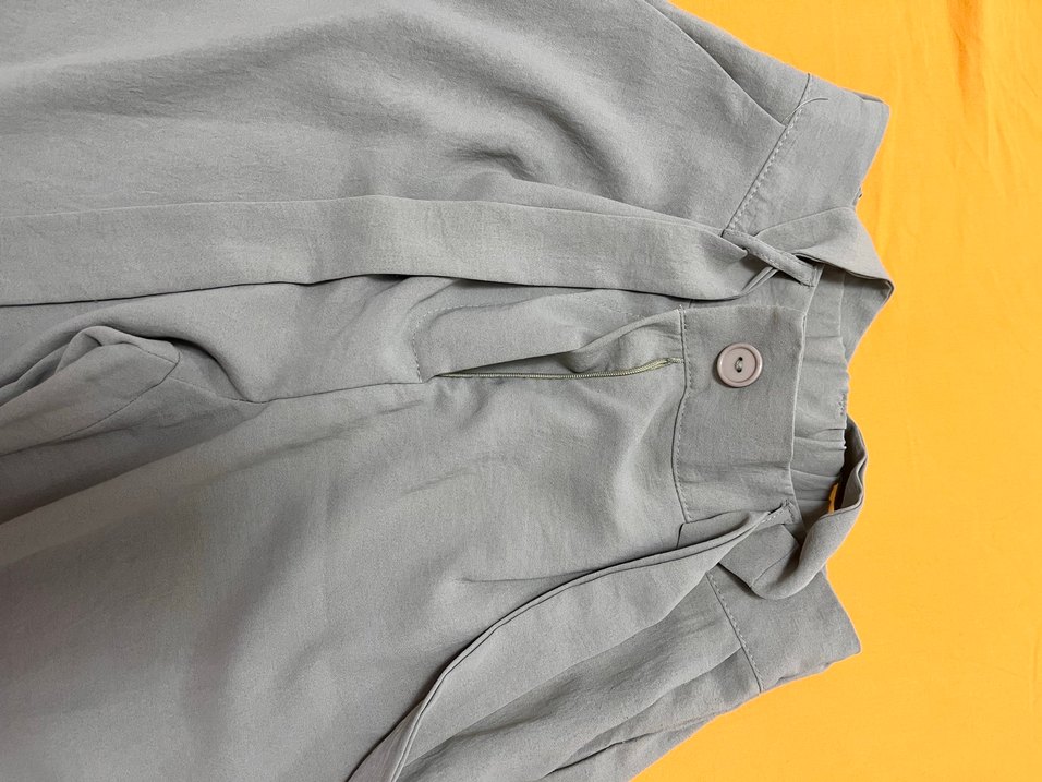 Düğmeli yeşil şifon Kadın Pantolon - Görsel 2