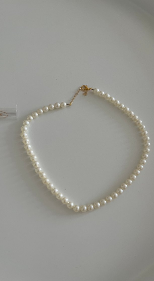 Beyaz Boncuklu Minimalist Kolye ve Bileklik Seti - Görsel 2