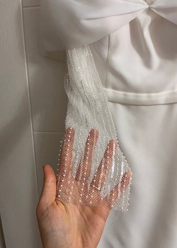 Midi boy Beyaz Straplez Düz elbise - Görsel 4