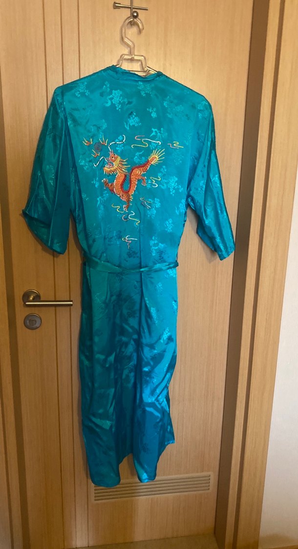 Parlak Turkuaz Uzun Bohem Kadın Sabahlık - Görsel 2