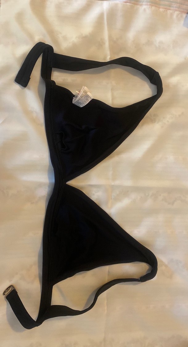 Siyah Minimalist Strappy Bikini Üstü - Görsel 2