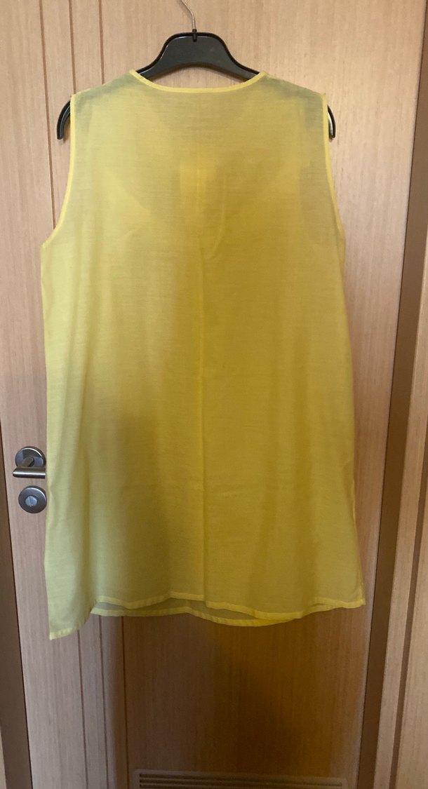 Sarı Parlak Kolsuz  Gecelik - Görsel 2