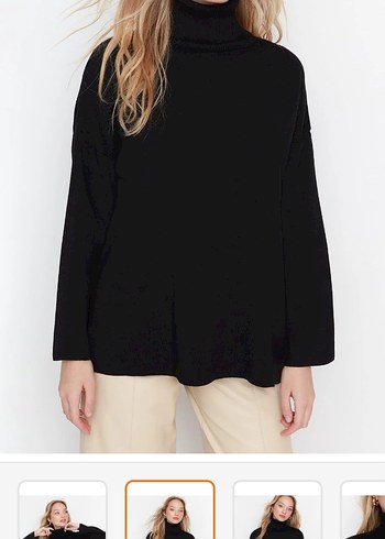 Siyah Boğazlı Salaş Kadın Kazak - Görsel 2