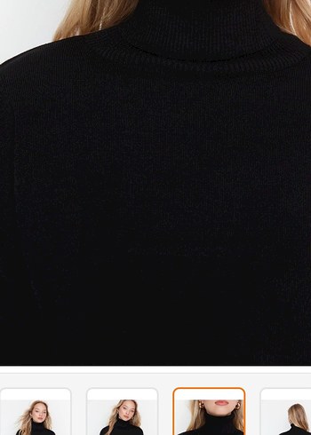 Siyah Boğazlı Salaş Kadın Kazak - Görsel 4