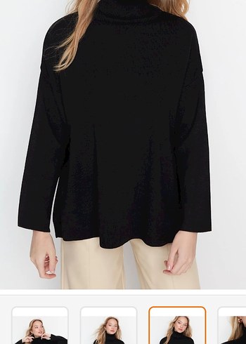 Siyah Boğazlı Salaş Kadın Kazak - Görsel 3