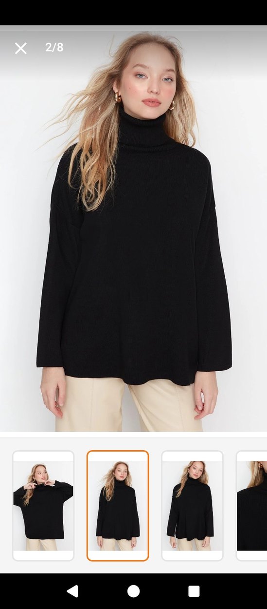 Siyah Boğazlı Salaş Kadın Kazak - Görsel 2