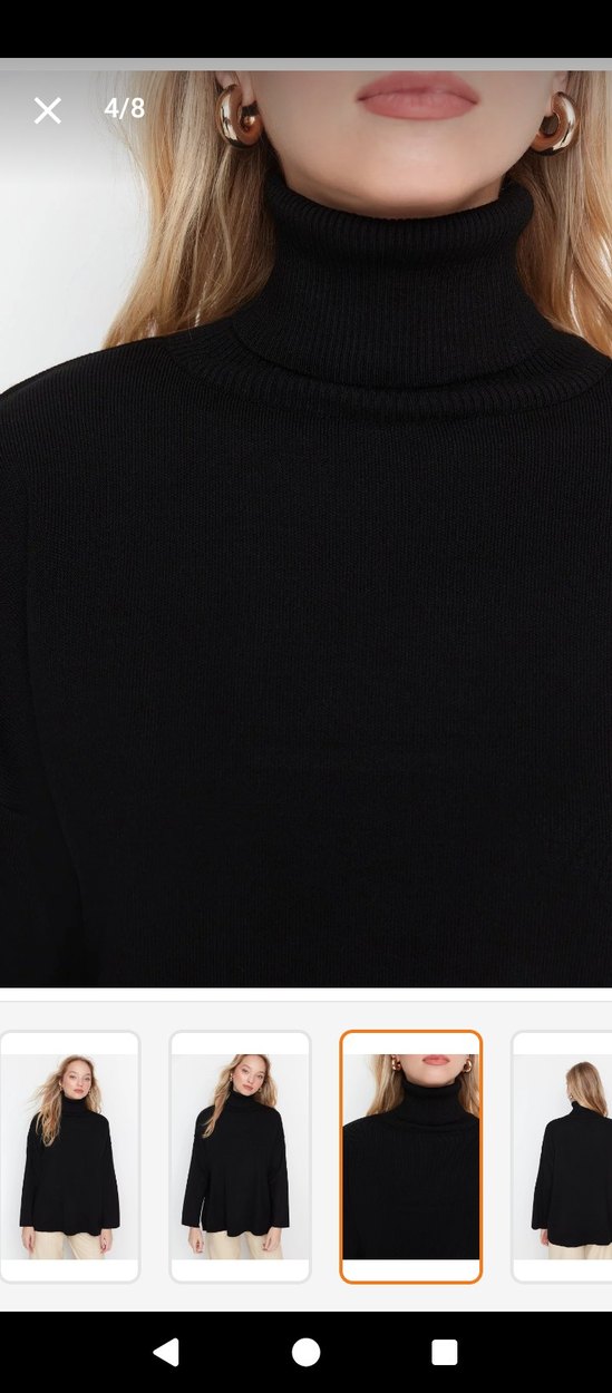 Siyah Boğazlı Salaş Kadın Kazak - Görsel 4