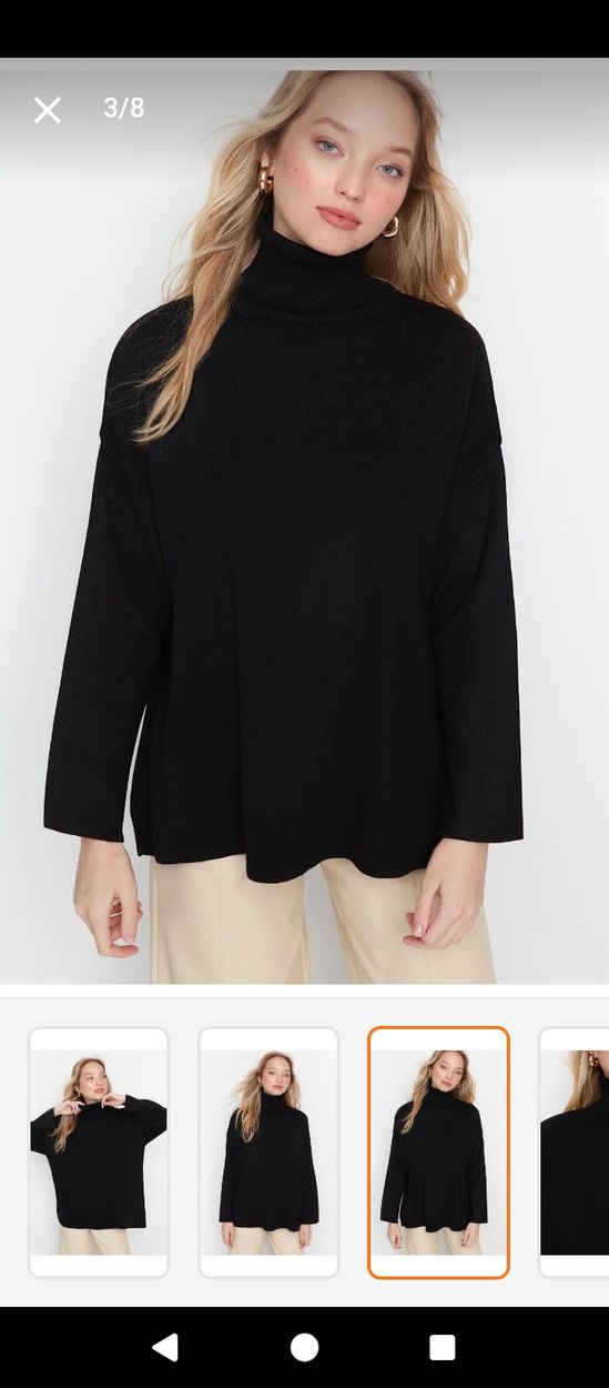 Siyah Boğazlı Salaş Kadın Kazak - Görsel 3