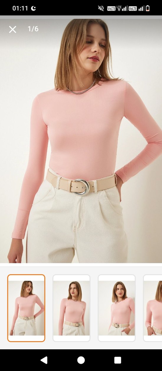 Pembe Fitilli Kadın Bluz - Görsel 3