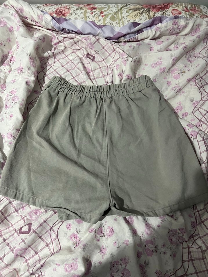 Gri Midi Keten Etek Fırfırlı Rahat Kesim - Görsel 2