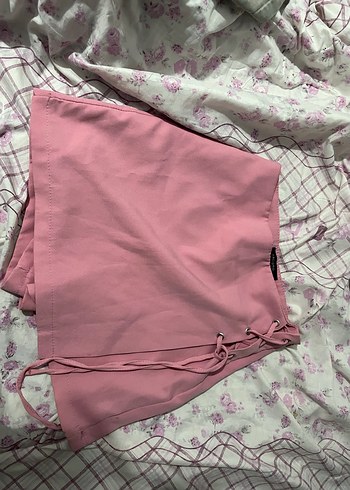 Pembe Drapeli Mini Etek - Görsel 3