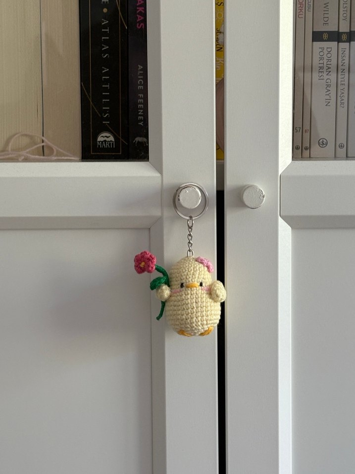 Renkli çiçekli örgü anahtarlık - Görsel 2