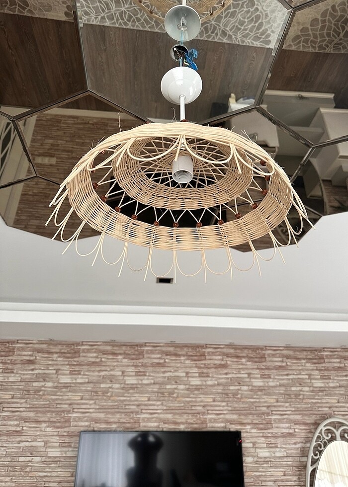 Büyük boy rattan salon avizesi - Görsel 2