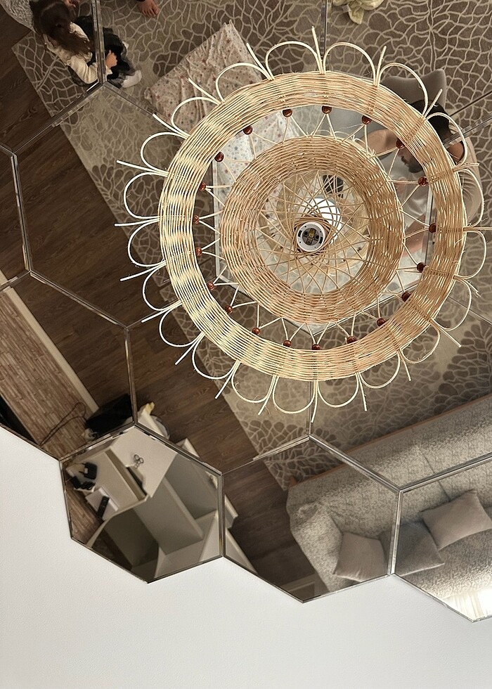 Büyük boy rattan salon avizesi - Görsel 3