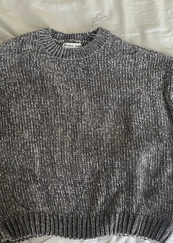 Pull and Bear Pullbear Gri Melanj İnce Triko Kazak
