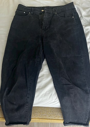 Diğer Koyu Siyah Rahat Kesim Jean Pantolon