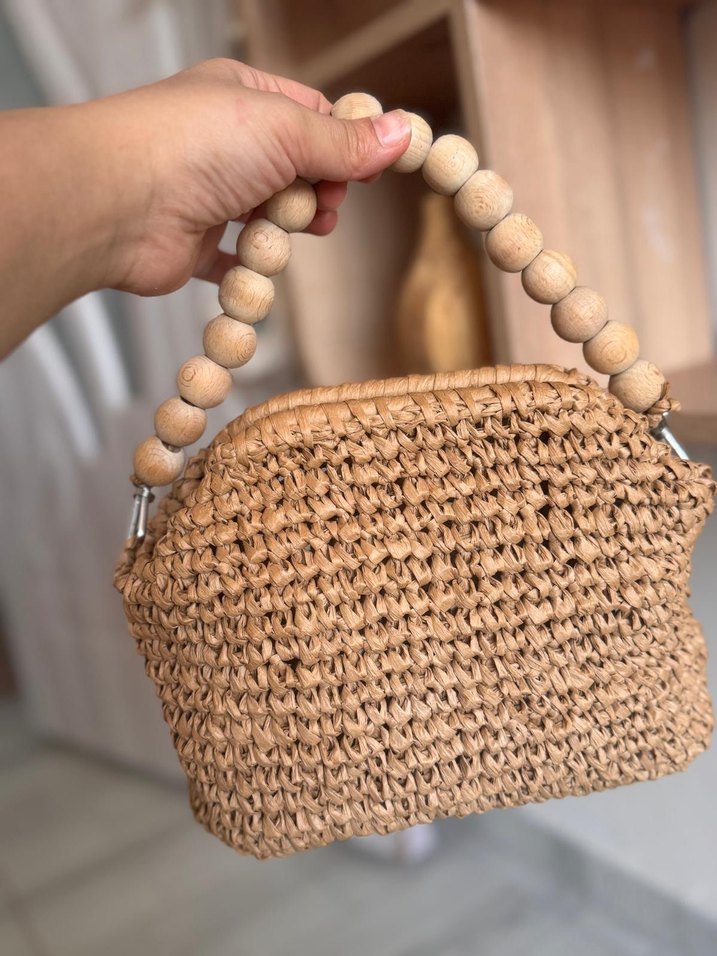 Boncuk Detaylı Örgü Bohem Kadın Portföy Çanta - Görsel 3