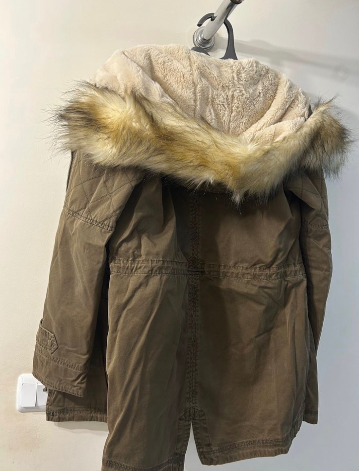 Kürk Detaylı Kahverengi Kamuflaj Mont - Görsel 2