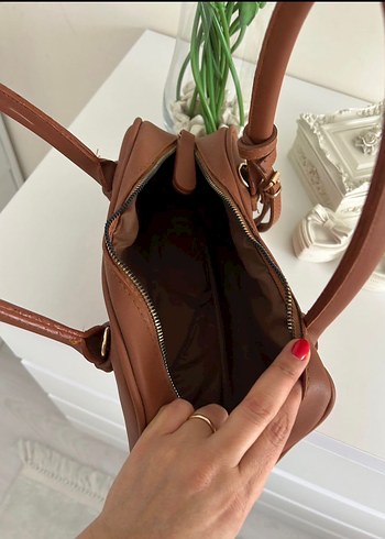 Minimalist Bej Deri Kadın Çanta - Görsel 2