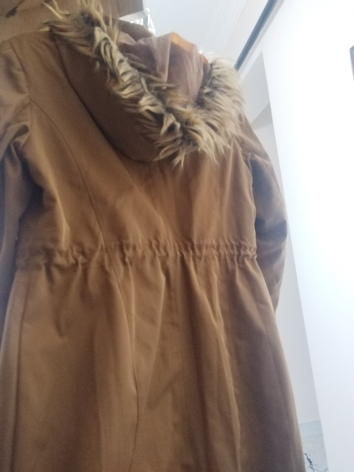 Vizon Düğmeli Uzun Kadın kaban mont - Görsel 4