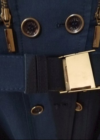 Kemerli Lacivert Kadın Trençkot - Görsel 6