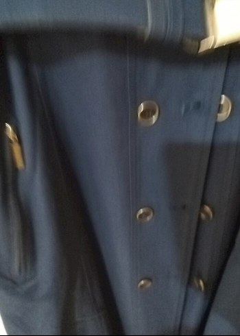 Kemerli Lacivert Kadın Trençkot - Görsel 2