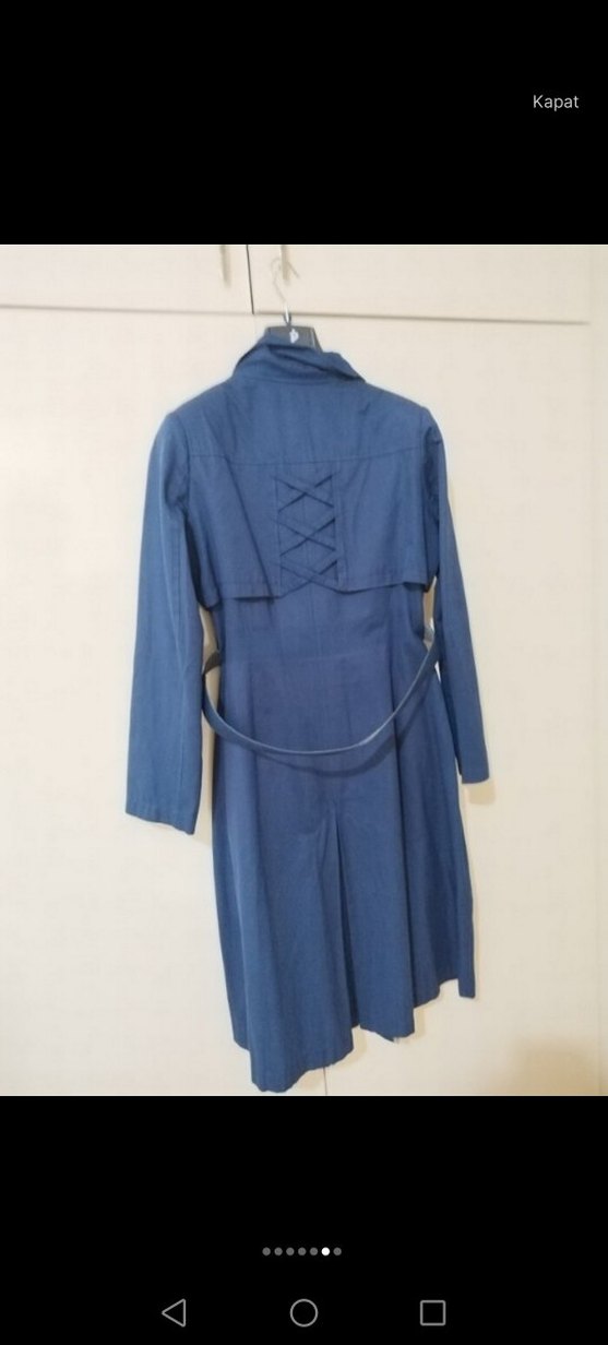 Kemerli Lacivert Kadın Trençkot - Görsel 4