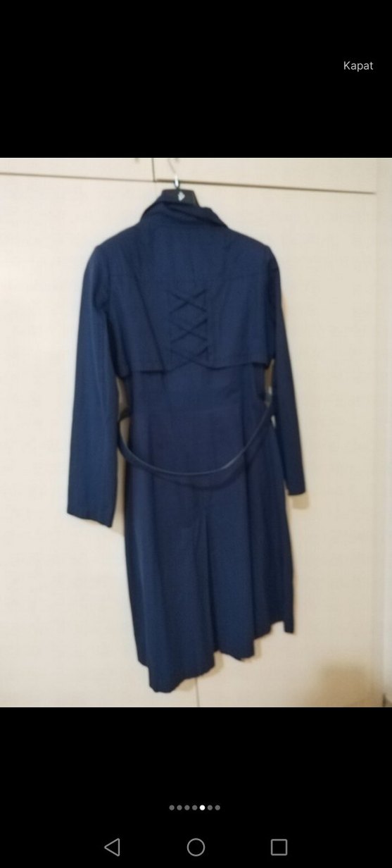 Kemerli Lacivert Kadın Trençkot - Görsel 5