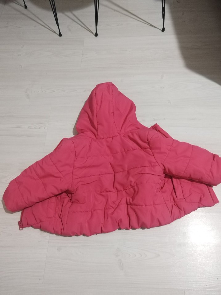 Kız Çocuk Kapüşonlu Fermuarlı Pembe Mont - Görsel 3
