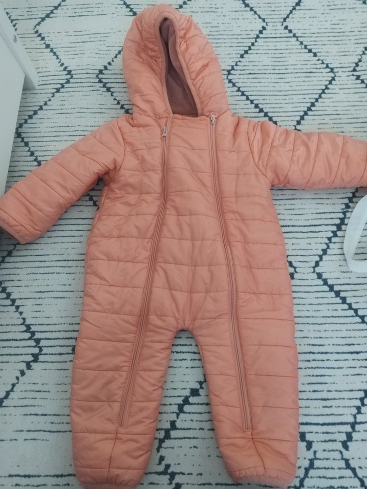 Pembe Bebek Kız Tulumu Fermuarlı Kapüşonlu - Görsel 2