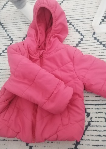 Kız Çocuk Kapüşonlu Fermuarlı Pembe Mont - Görsel 3