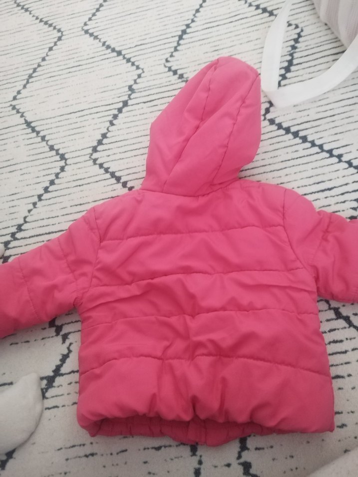 Kız Çocuk Kapüşonlu Fermuarlı Pembe Mont - Görsel 2