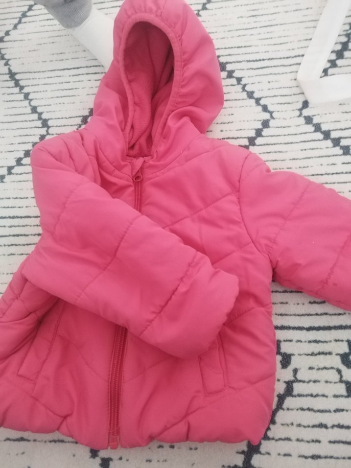 Kız Çocuk Kapüşonlu Fermuarlı Pembe Mont - Görsel 3