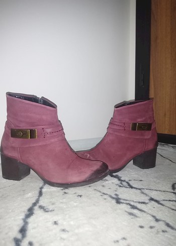 Bordo Süet Tokalı Kadın Bot - Görsel 4