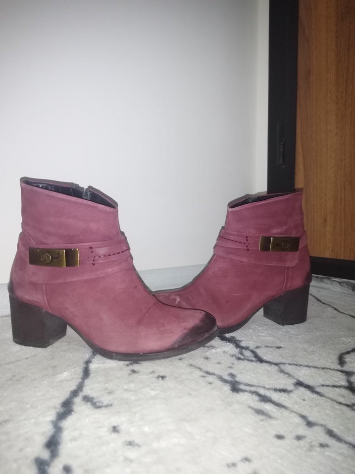 Bordo Süet Tokalı Kadın Bot - Görsel 4