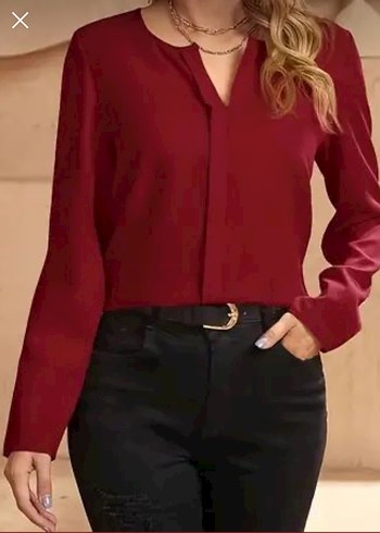 Diğer Bordo V Yaka Bluz