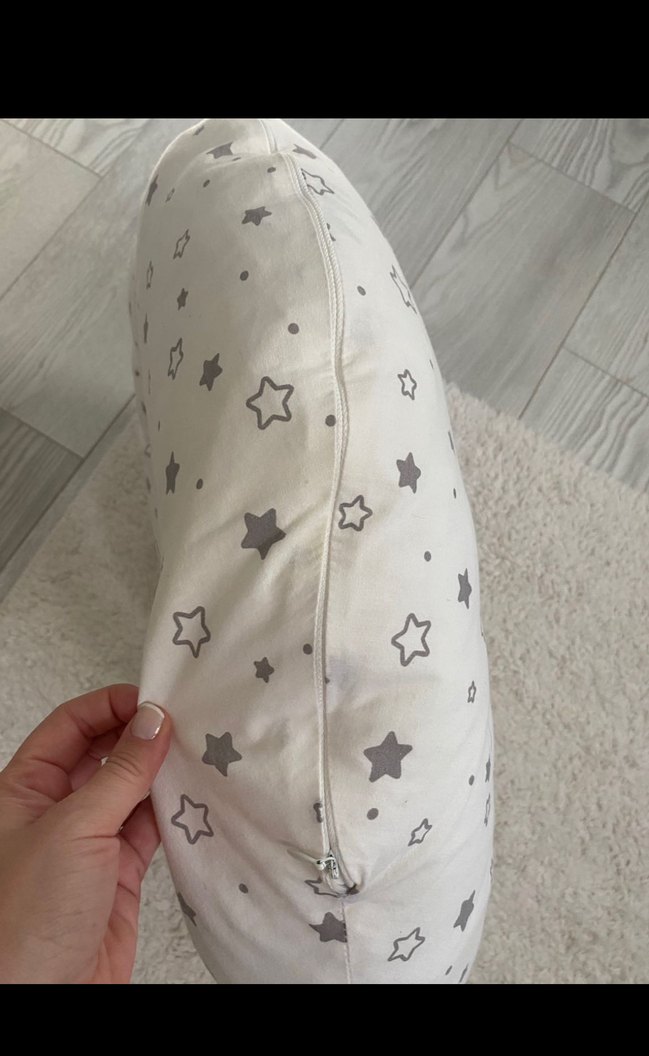 Gri Nakışlı Emzirme ve Hamile Yastığı - Görsel 2