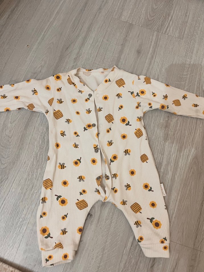 Kız Bebek Uzun Kollu Pamuklu Beyaz Tulum - Görsel 5