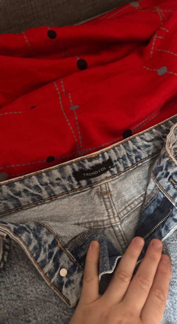 Kadın Gri Loose Fit Mini Denim Şort - Görsel 2