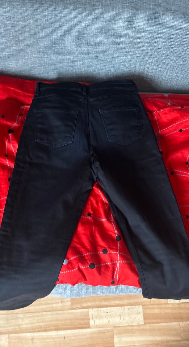 Düğmeli Siyah Kadın Midi Boy Jean - Görsel 2